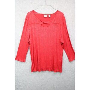 Chico's Red w/Gold Sparkle Long Sleeve Blouse-Size 3 or XL(16)